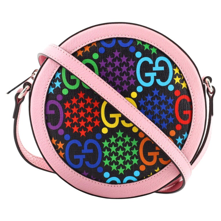 Gucci Round Shoulder Bag Psychedelic Print GG Coated Canvas For Sale at