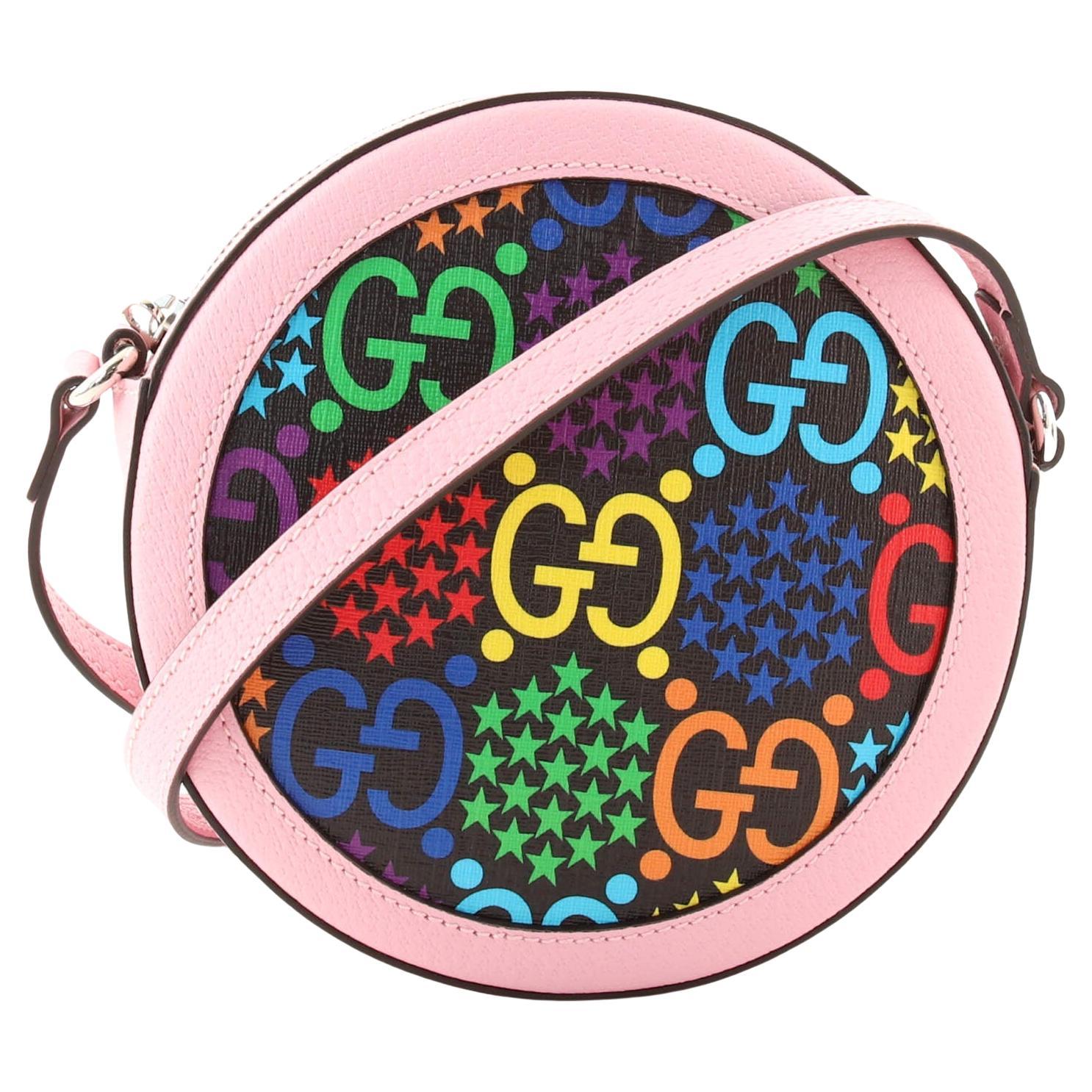 Gucci Round Shoulder Bag Psychedelic Print GG Coated Canvas