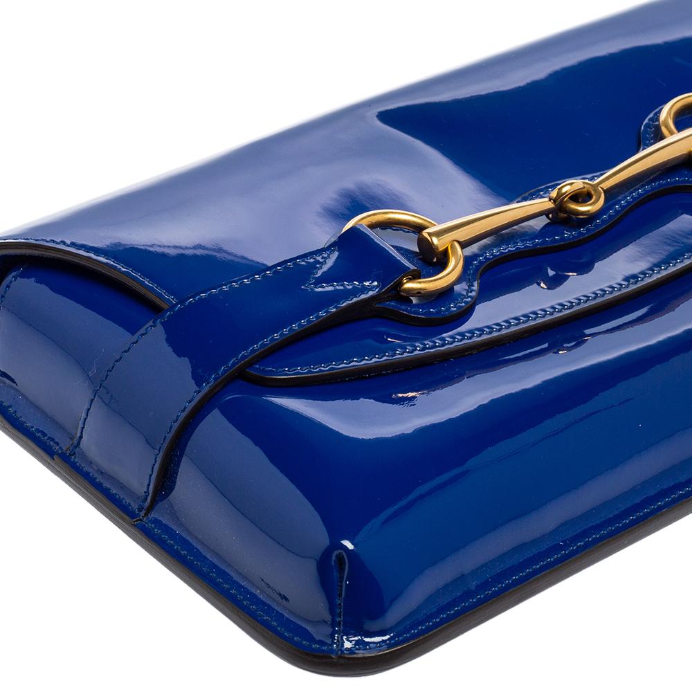 Gucci Royal Blue Patent Leather Bright Bit Clutch 3