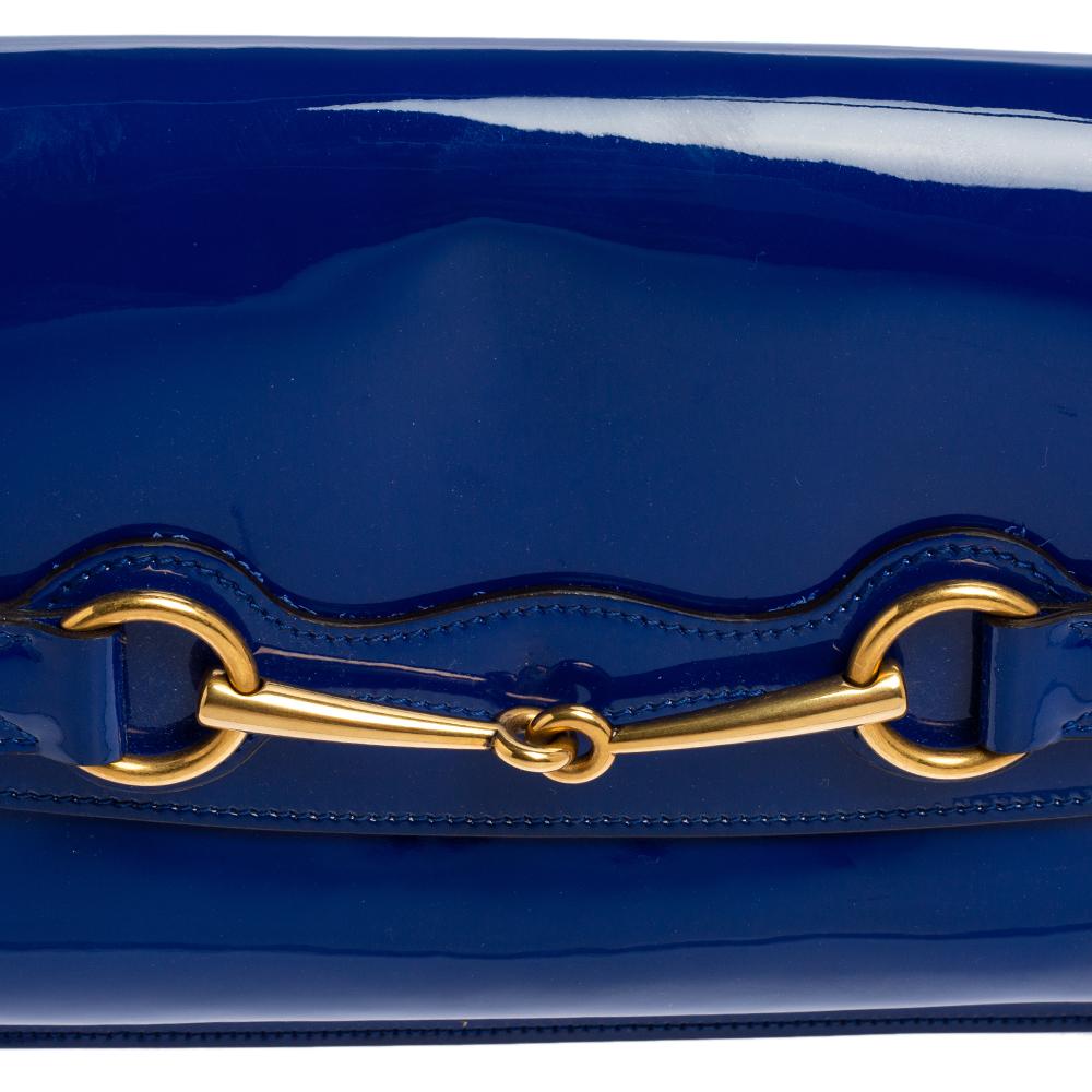 Gucci Royal Blue Patent Leather Bright Bit Clutch 4