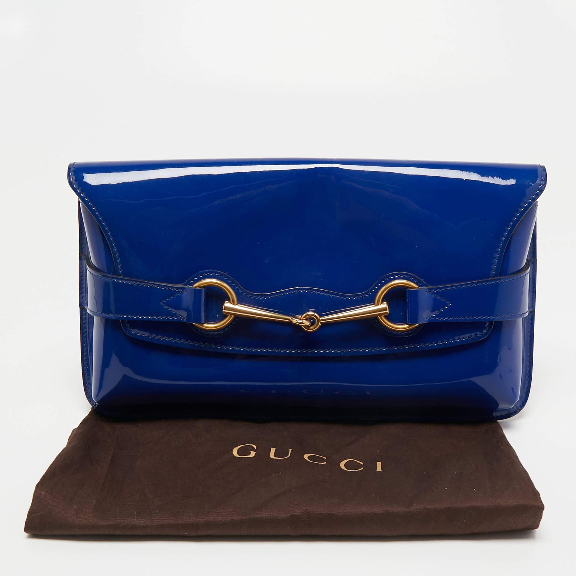 Gucci Royal Blue Patent Leather Bright Bit Clutch at 1stDibs gucci clutch