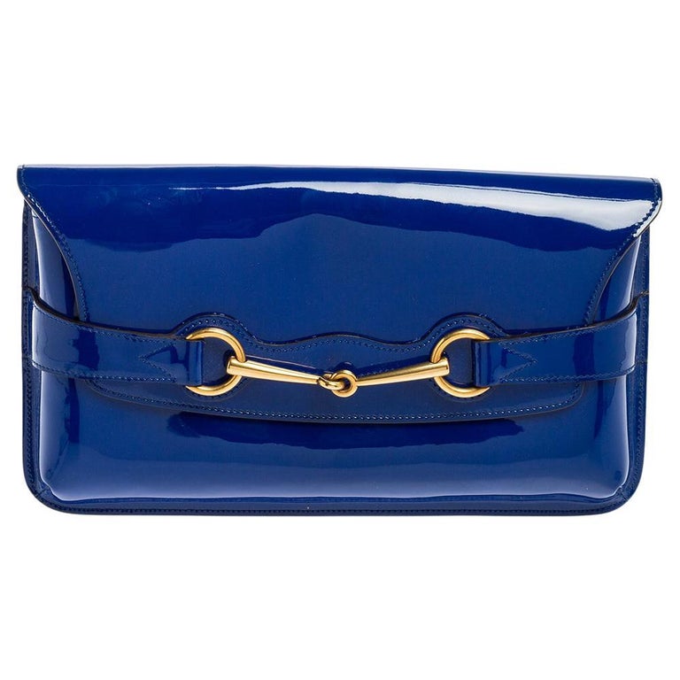 Gucci Royal Blue Patent Leather Bright Bit Clutch at 1stDibs | gucci ...
