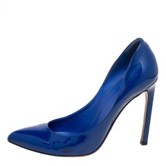 Gucci Royal Blue Patent Leather Pointed-Toe Pumps Size 37.5