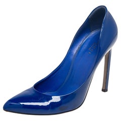Gucci Royal Blue Patent Leather Pointed-Toe Pumps Size 37.5