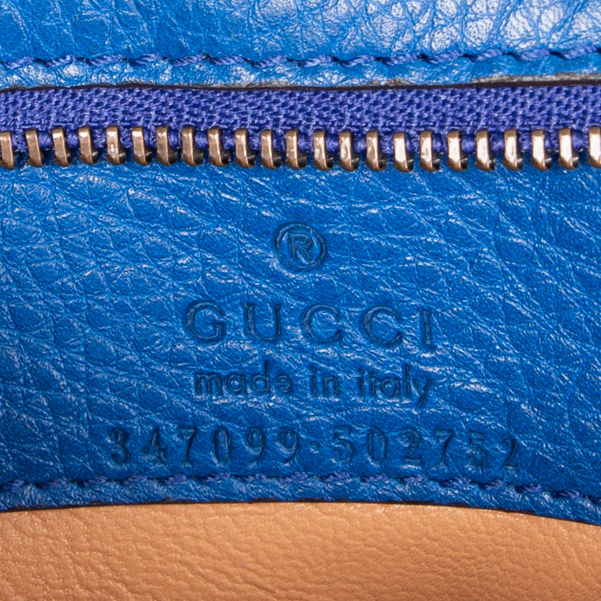 Blue GUCCI royal blue suede FRINGE BAMBOO FLAP Shoulder Bag