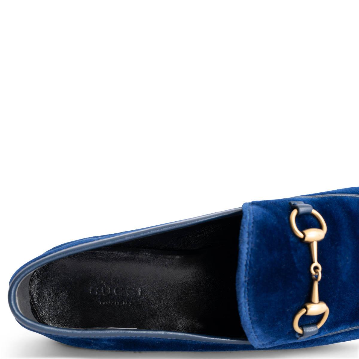 GUCCI royal blue velvet JORDANN HORSEBIT Loafers Flats Shoes 37.5 1