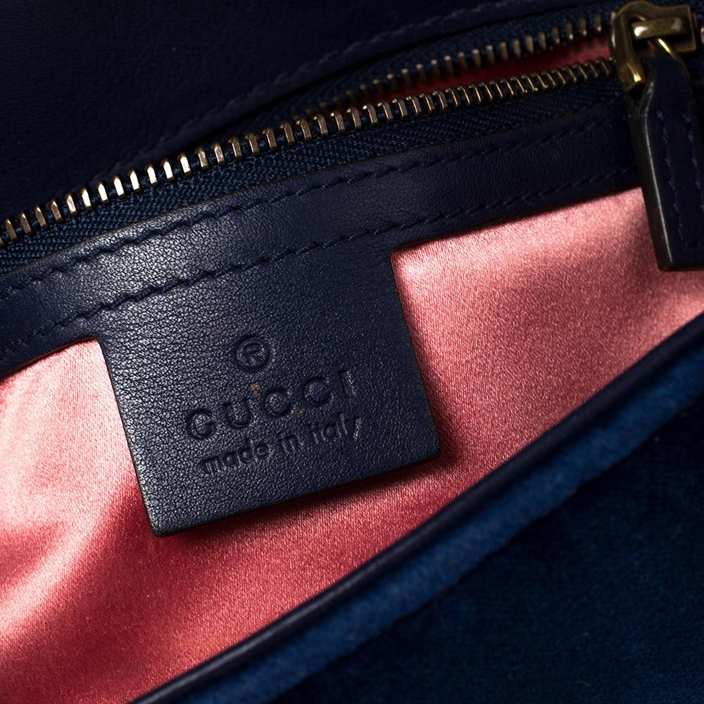 Gucci Royal Blue Velvet Small GG Marmont Shoulder Bag 6