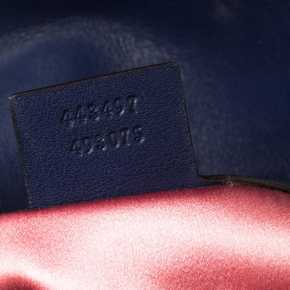 Black Gucci Royal Blue Velvet Small GG Marmont Shoulder Bag