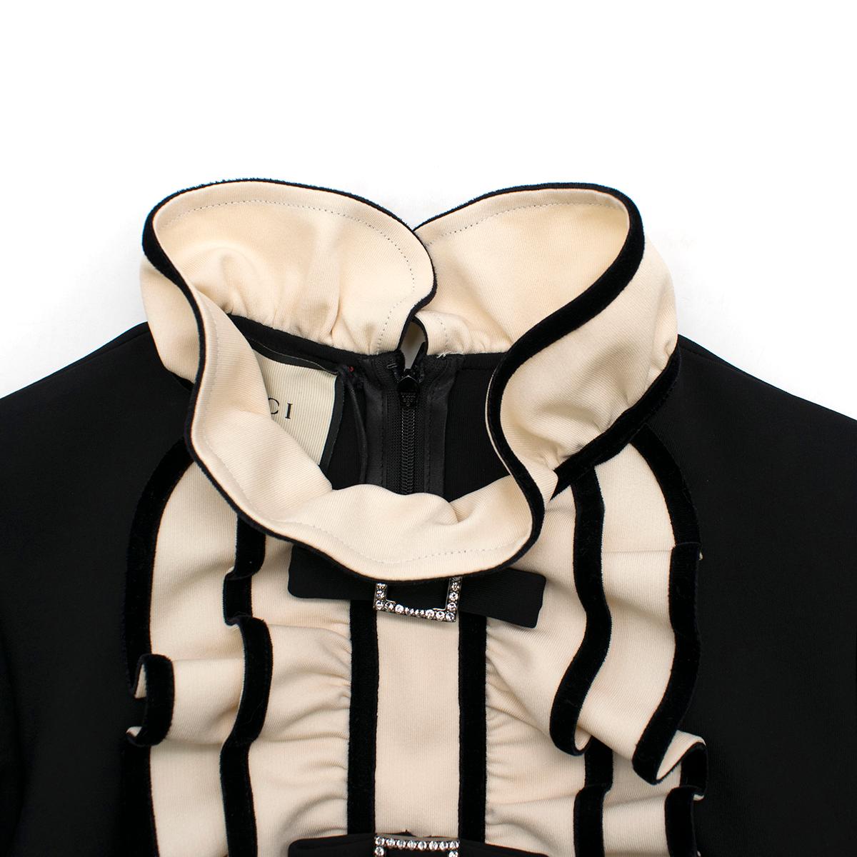 Women's Gucci ruffle-bib black Mini Dress US 6 For Sale