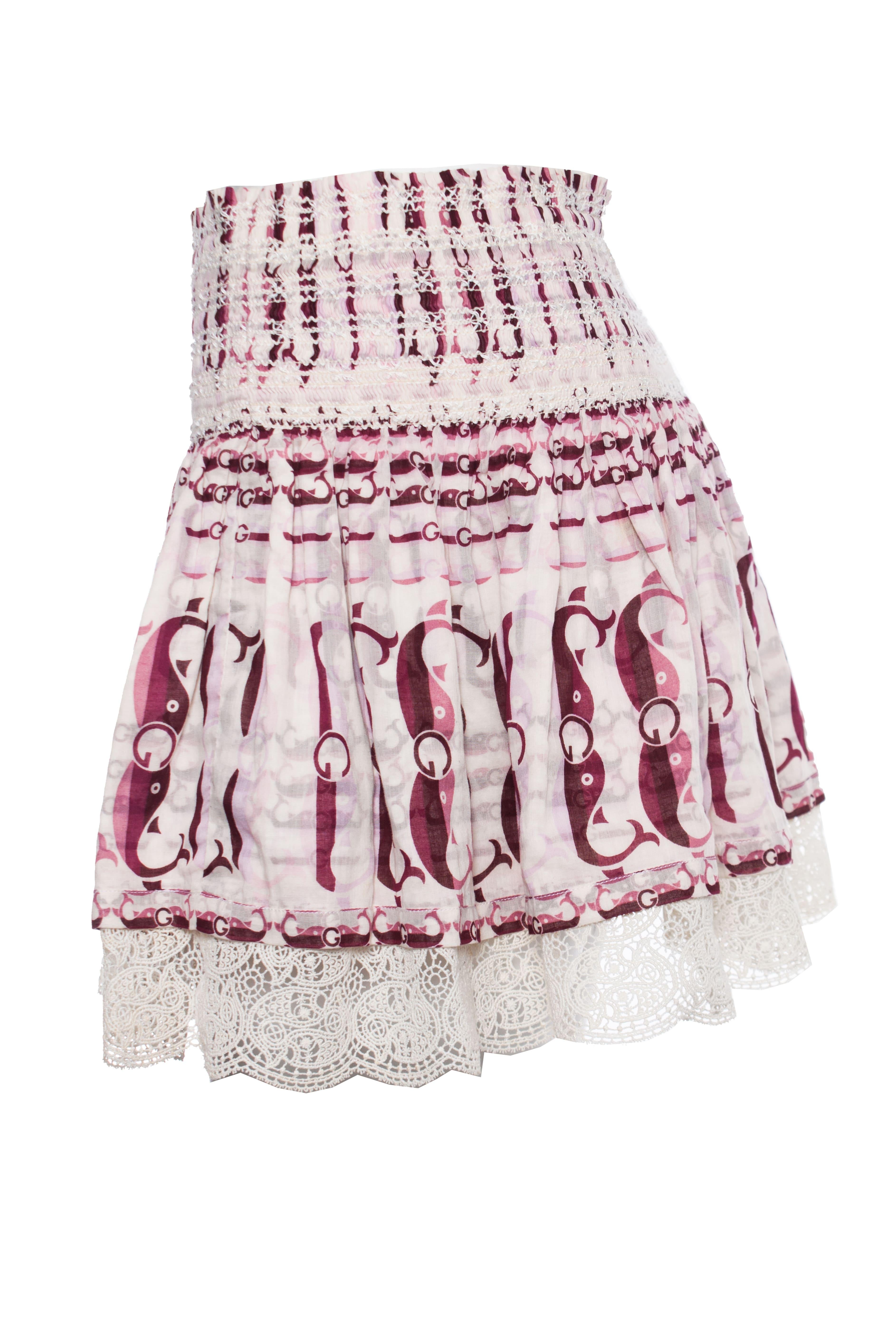Gucci, ruffle skirt with wale print. For Sale 1