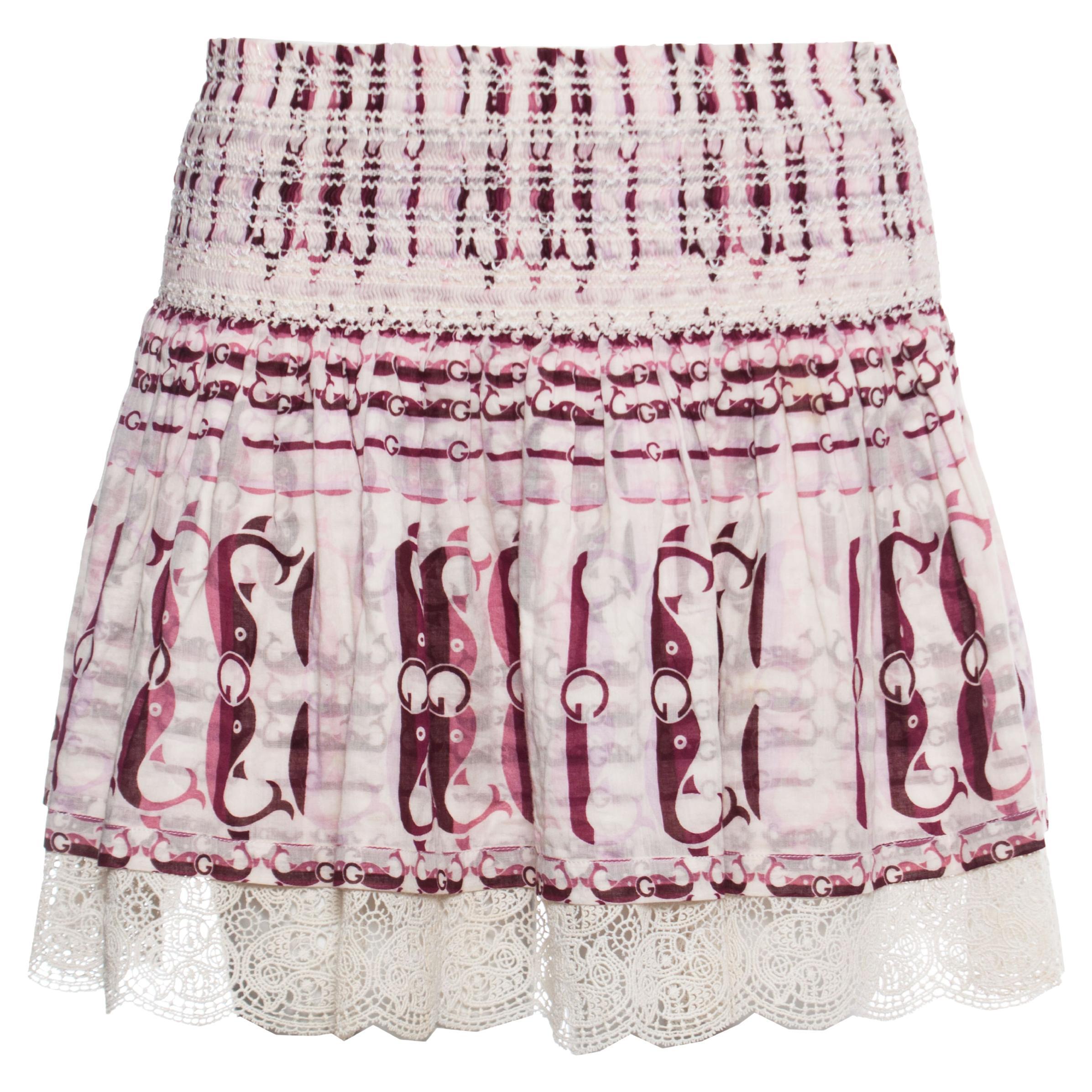 Gucci, ruffle skirt with wale print. For Sale