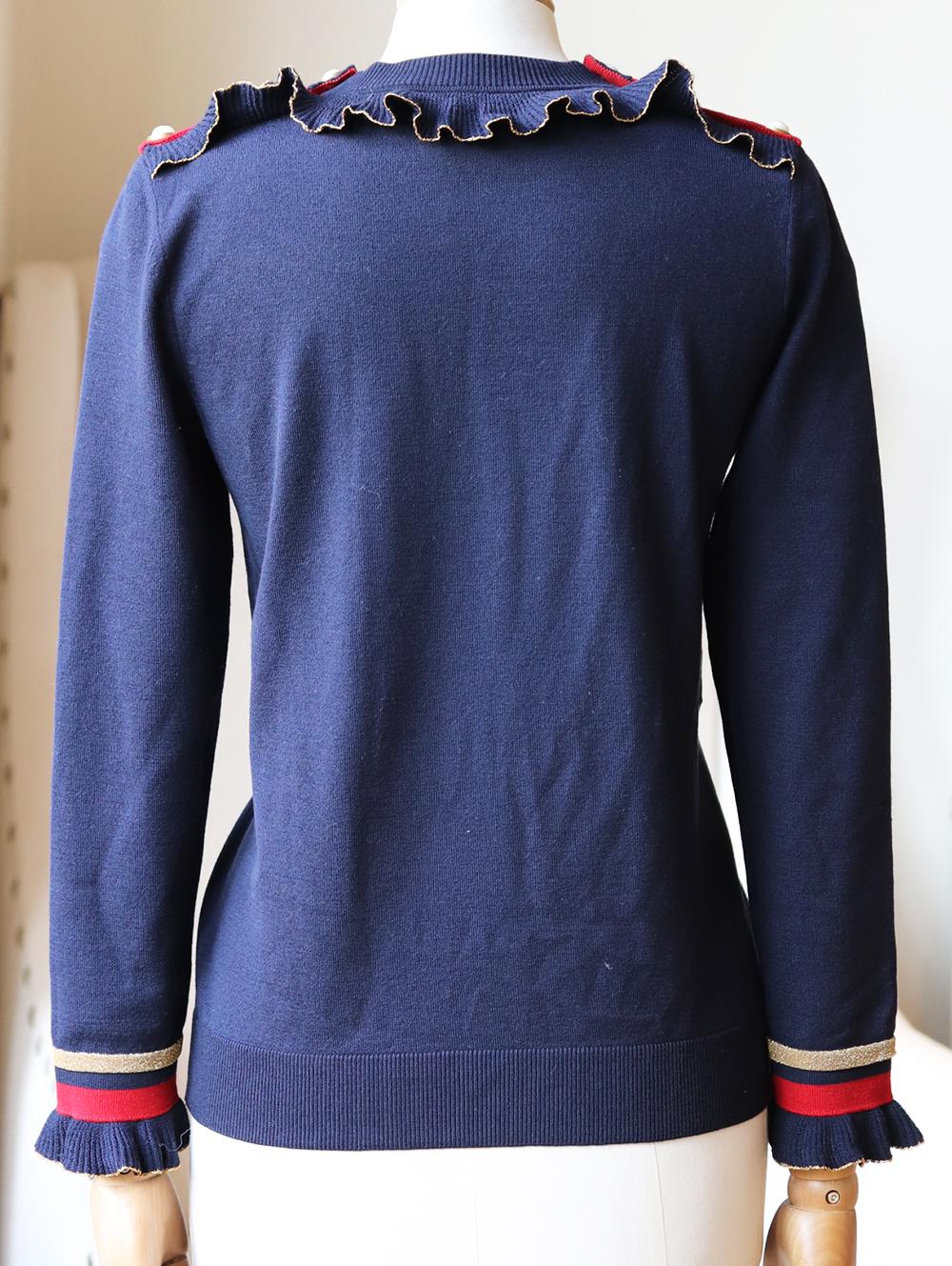 Gucci Ruffled Metallic Merino Wool-Blend Sweater  In Excellent Condition In London, GB