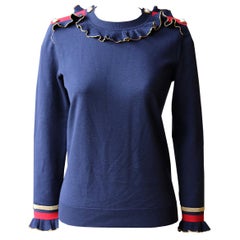 Gucci Ruffled Metallic Merino Wool-Blend Sweater 