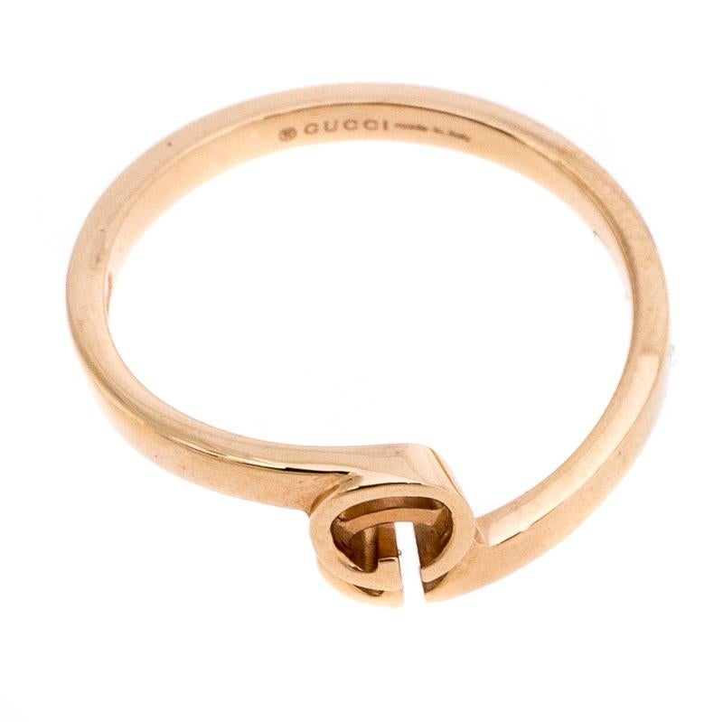 Gucci Running G 18K Rose Gold Ring Size 50.5 In Excellent Condition In Dubai, Al Qouz 2