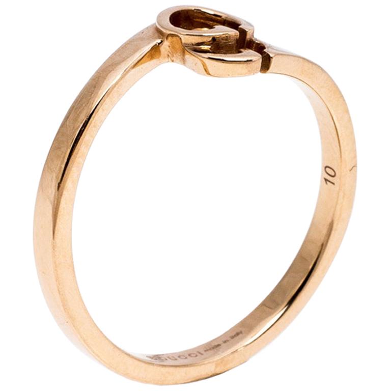 Gucci Running G 18K Rose Gold Ring Size 50.5