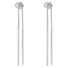 Gucci Running G Diamond Drop Earrings in 18k White Gold 0.56 CTW