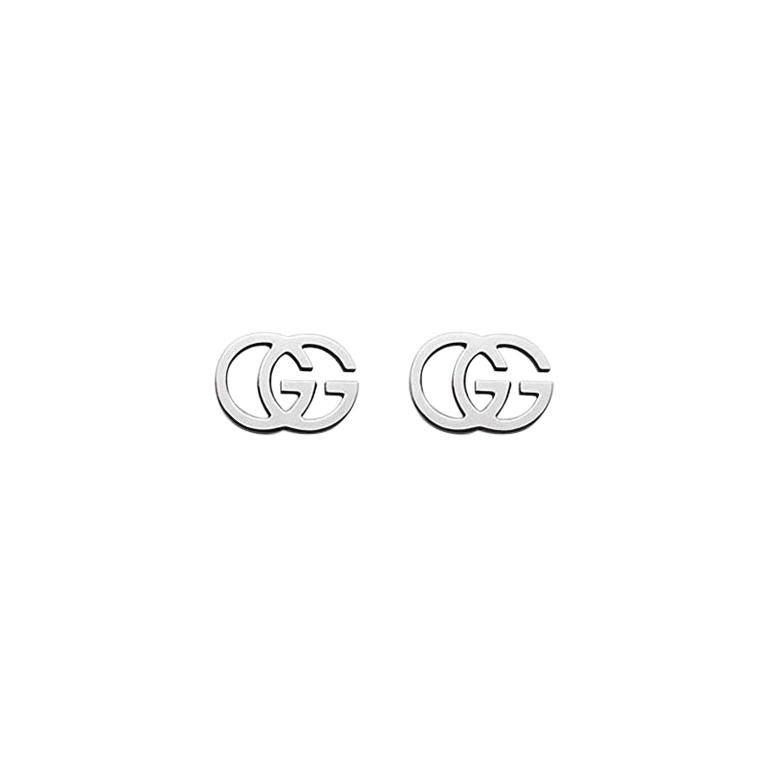 Gucci Running G Stud Earrings in 18 Karat White Gold, YBD094074001 For Sale