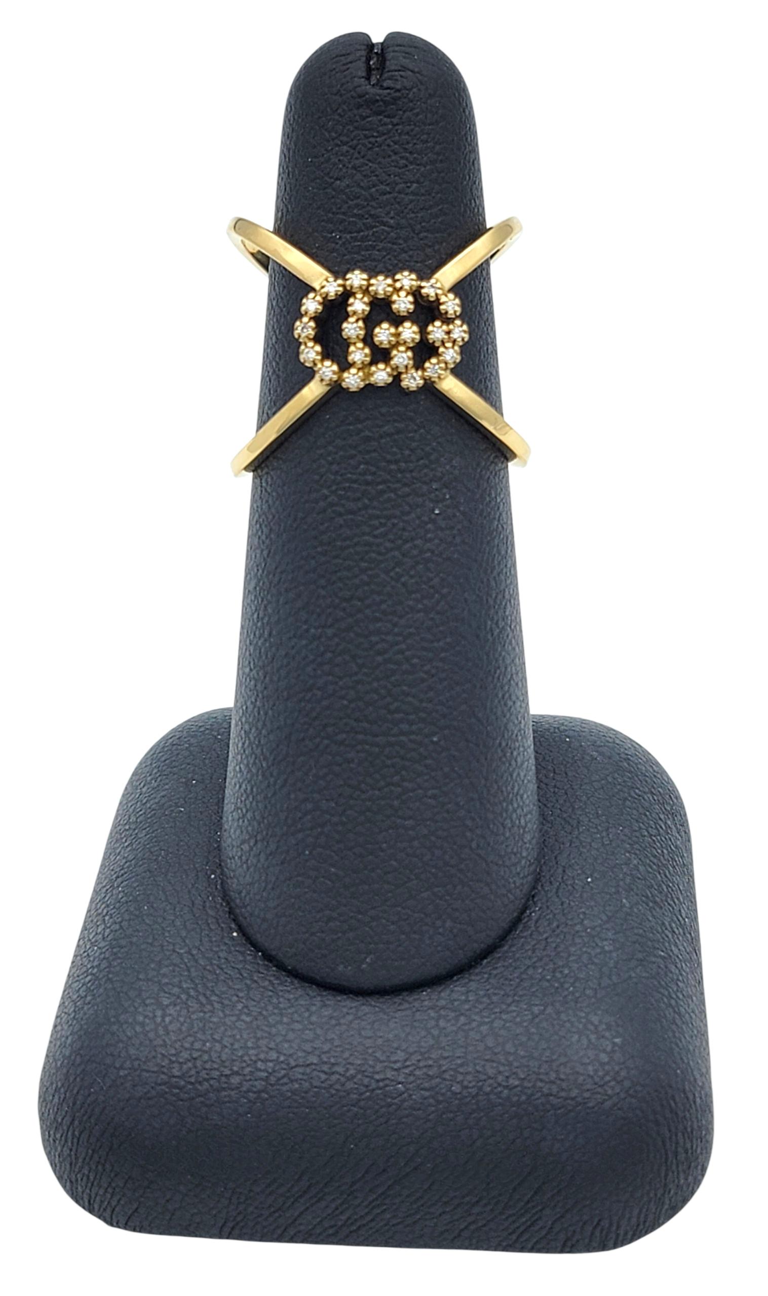 Anello a fascia con diamanti incrociati GG di Gucci in oro giallo 18 carati lucido in vendita 4