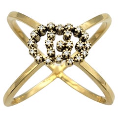 Gucci Running GG Diamond Criss-Cross Band Ring in Polished 18 Karat Yellow Gold