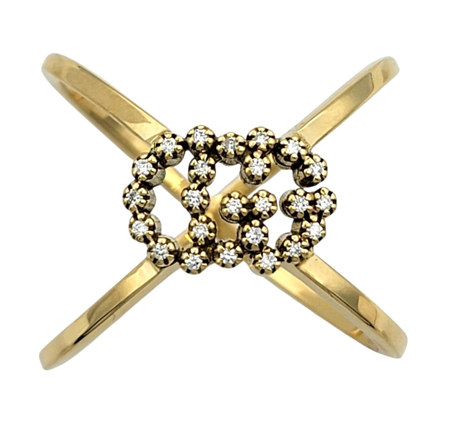 Contemporaneo Anello a fascia con diamanti incrociati GG di Gucci in oro giallo 18 carati lucido in vendita