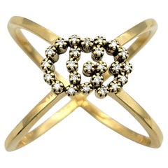 Gucci Running GG Diamond Criss-Cross Band Ring aus poliertem 18 Karat Gelbgold
