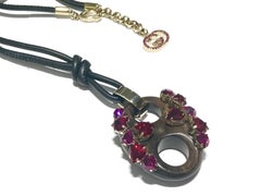 Gucci Runway Bamboo Necklace with Fuscia Swarovski Stones