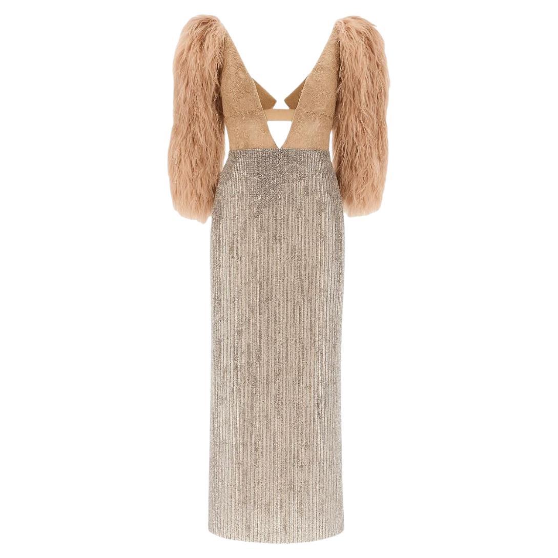 Gucci - Runway Crystal Dress with Feather Sleeves Fall/Winter 2021 Size 40IT