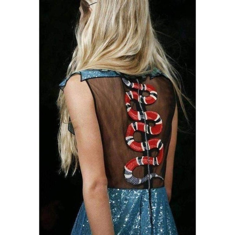 Gucci Runway Embroidered Tulle Blue Sequin Dress IT42 US4-6 For Sale at 1stDibs | gucci sequin dress Gucci Runway Embroidered Tulle Blue Sequin Dress IT42 US4-6 For Sale at 1stDibs | gucci sequin dress