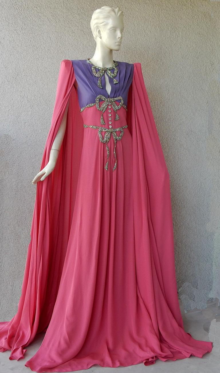 Pink Gucci Runway Fairy Tale Embellished Dress Gown   