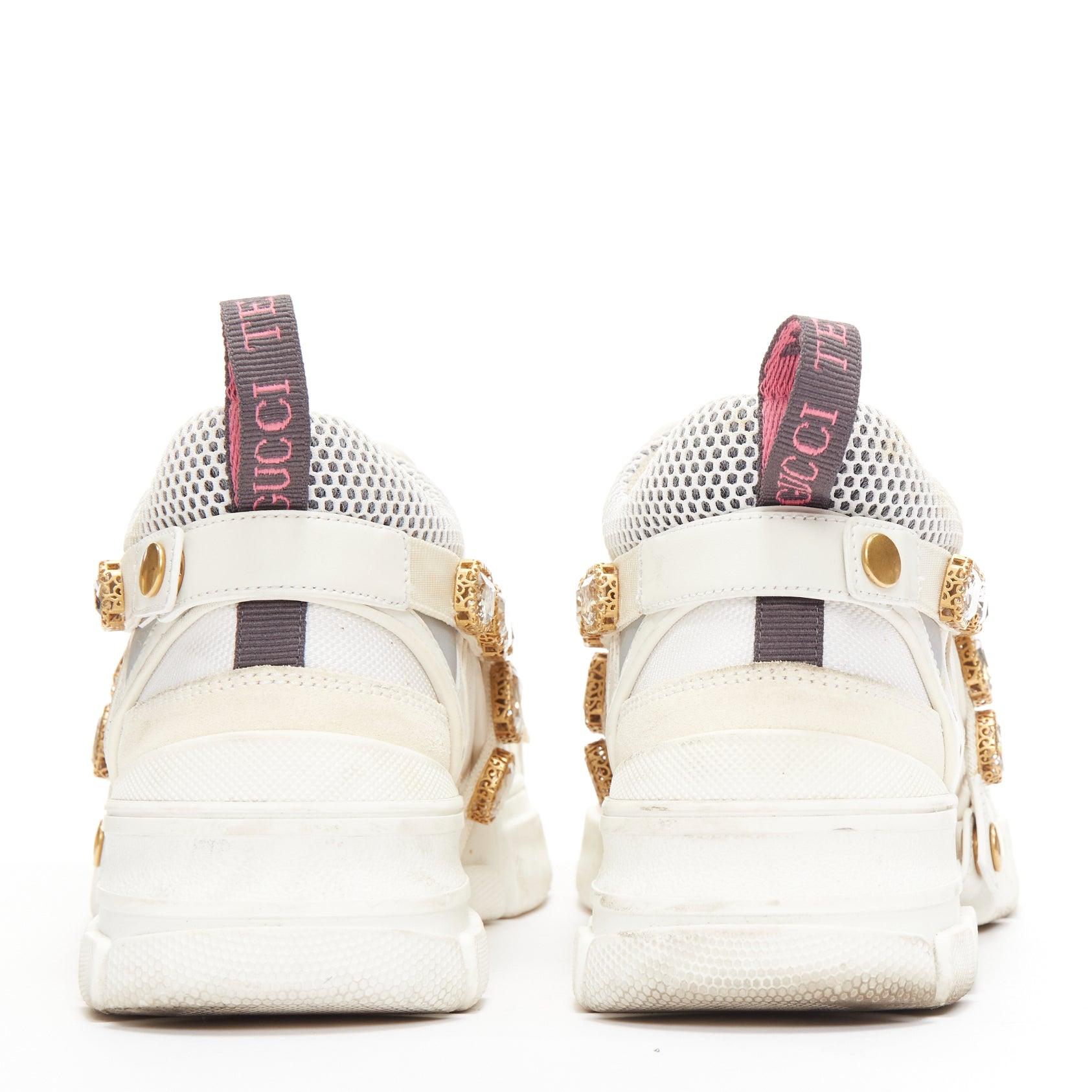 GUCCI Runway Flashtrek cream crystal harness chunky sneakers EU38 1