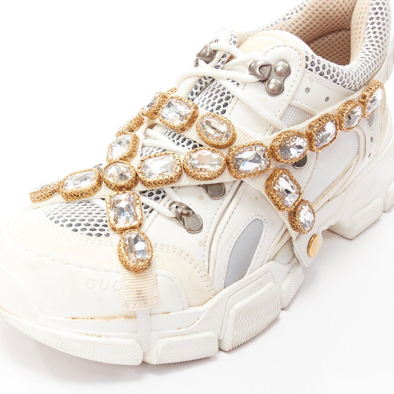 GUCCI Runway Flashtrek cream crystal harness chunky sneakers EU38 3