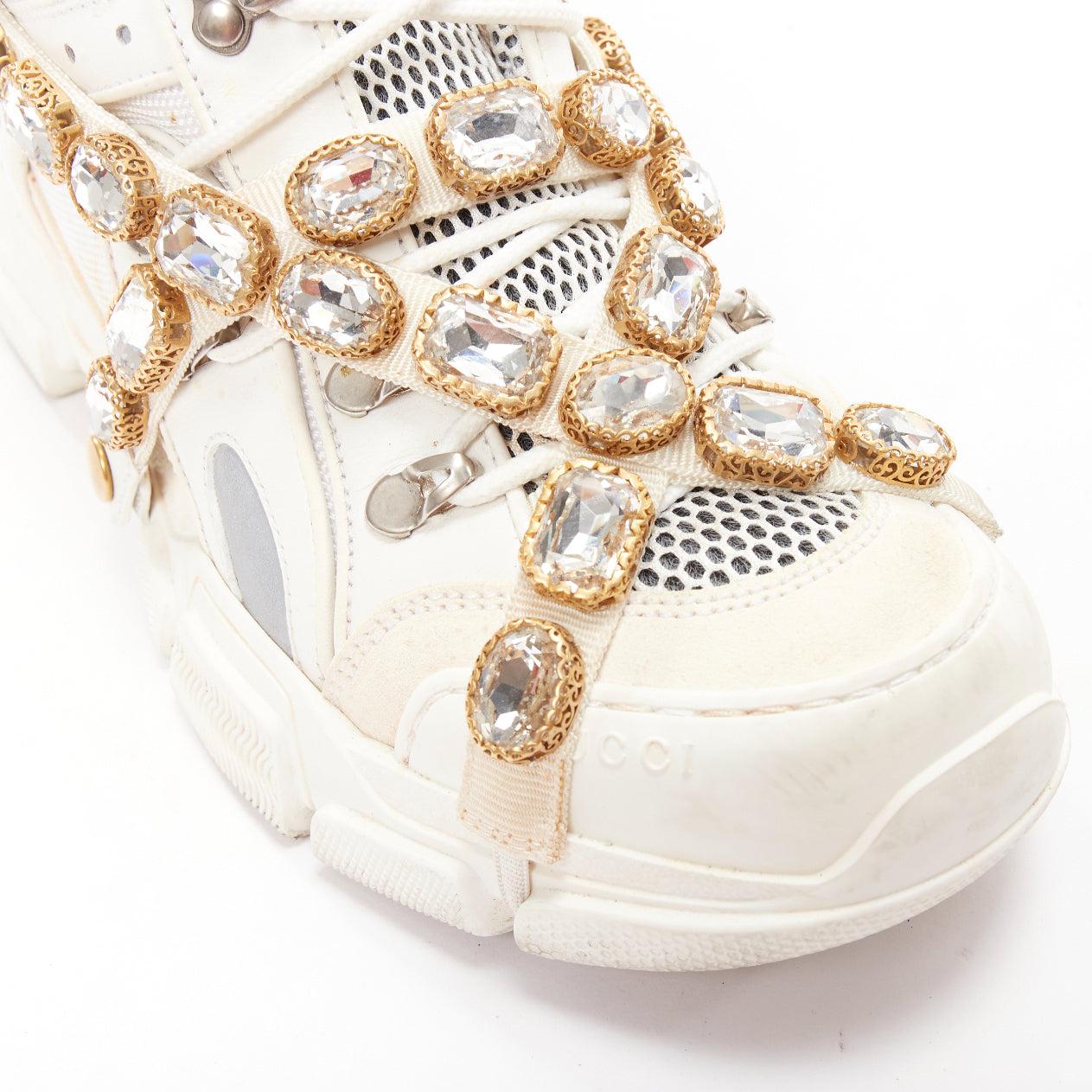 GUCCI Runway Flashtrek cream crystal harness chunky sneakers EU38 4
