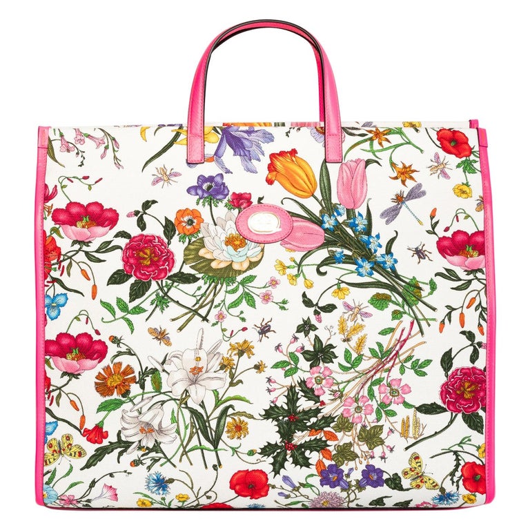 gucci medium flora tote bag