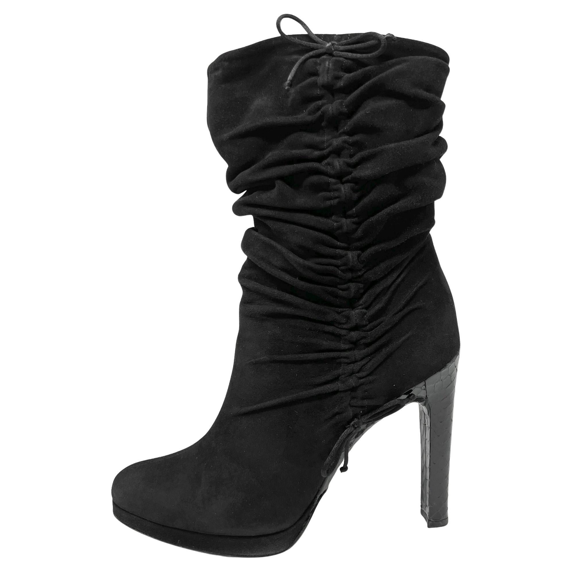 Gucci Runway FW 2004 Tom Ford Era Botas de tacón de pitón de ante Talla 9B en venta