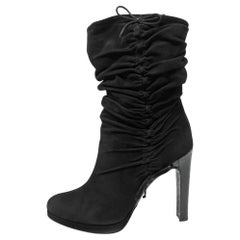 Gucci Runway FW 2004 Tom Ford Era Suede Python Heel Boots Size 9B