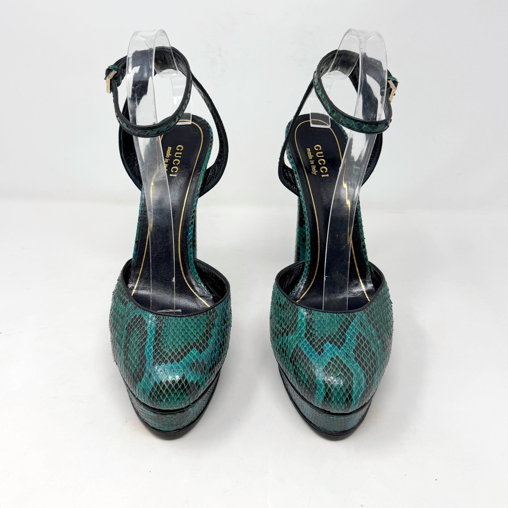 Gucci Runway Fw 2011 Green Python Platform Heels … - image 3
