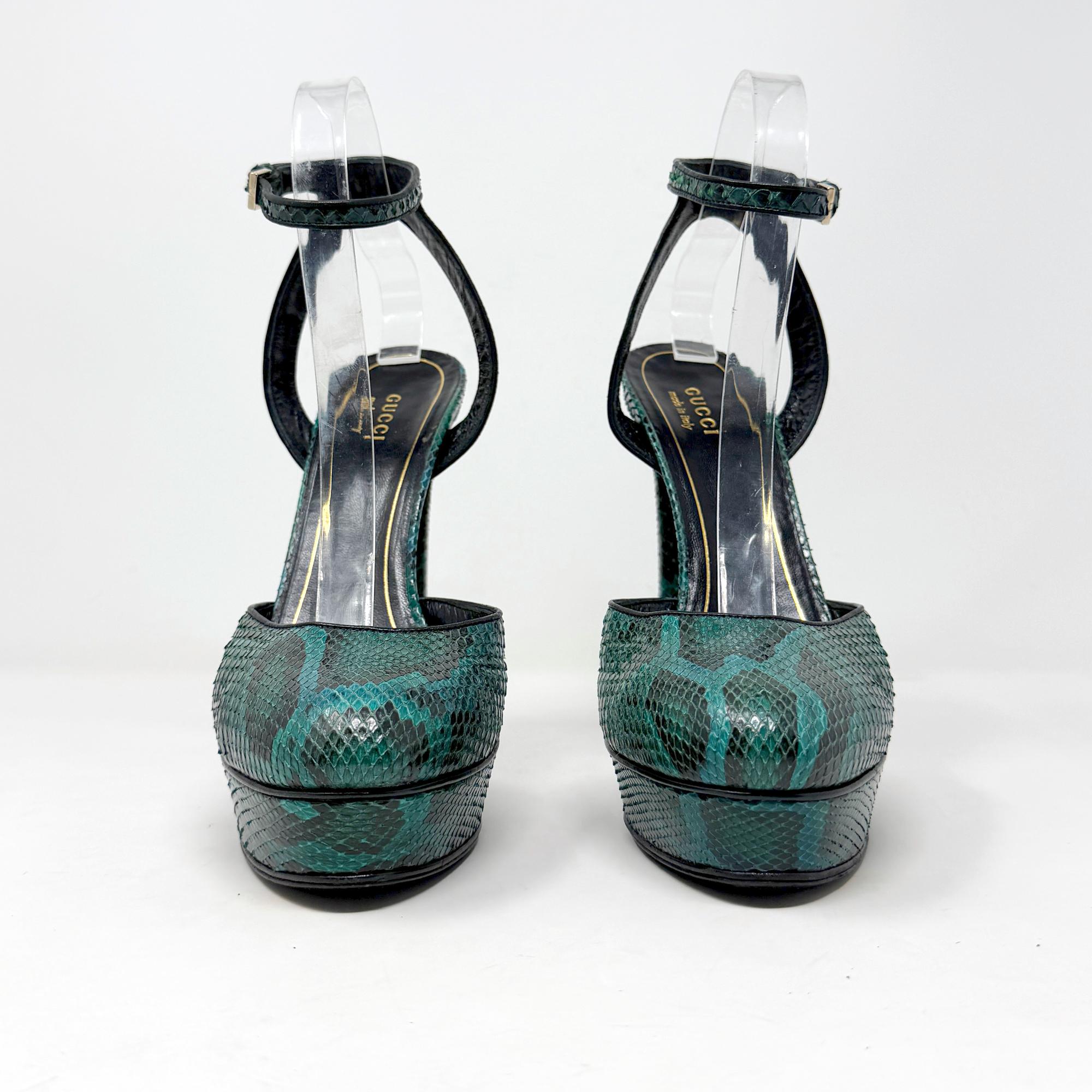 Gucci Runway Fw 2011 Green Python Platform Heels … - image 6