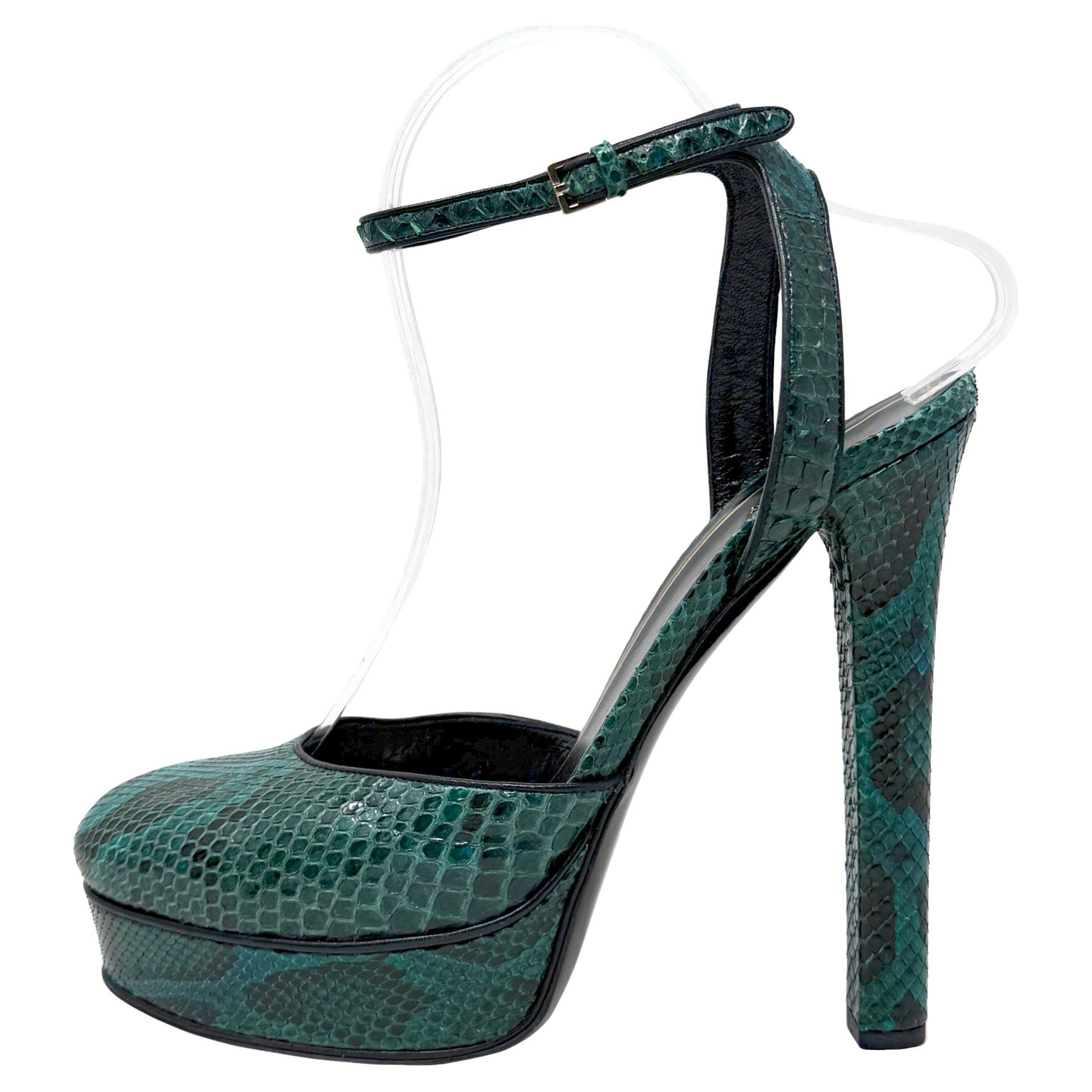 Gucci Runway Fw 2011 Green Python Platform Heels … - image 1