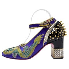 Gucci Runway FW 2017 Caspar Embroidered Mary Jane Heels Spiked Crystal Pumps 37