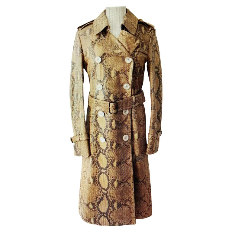 Gucci Runway Lamb Leather Python-Print Trench Coat Italian size 40