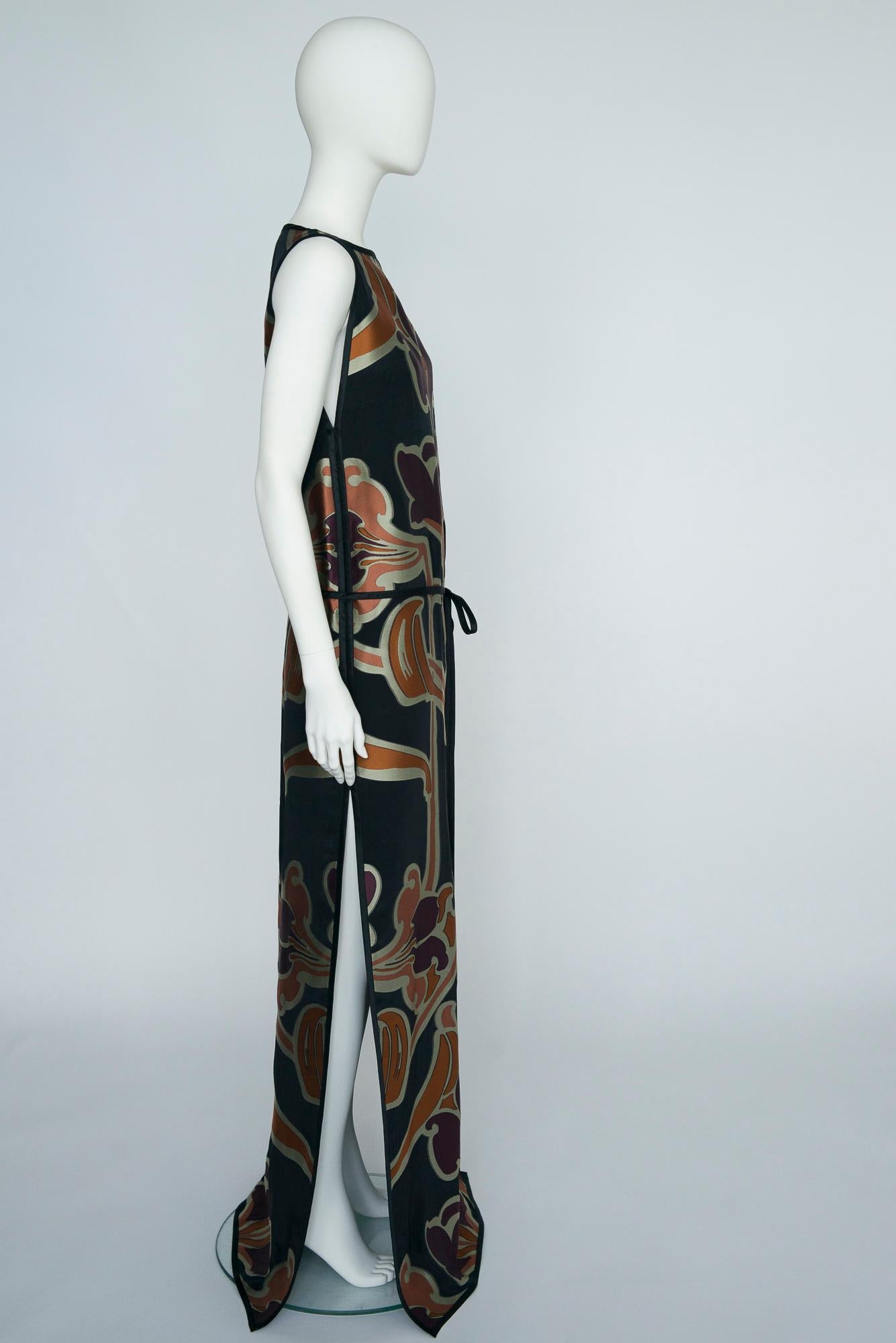 Robe tunique de soirée Gucci Runway en damas de soie, printemps-été 2014 en vente 11