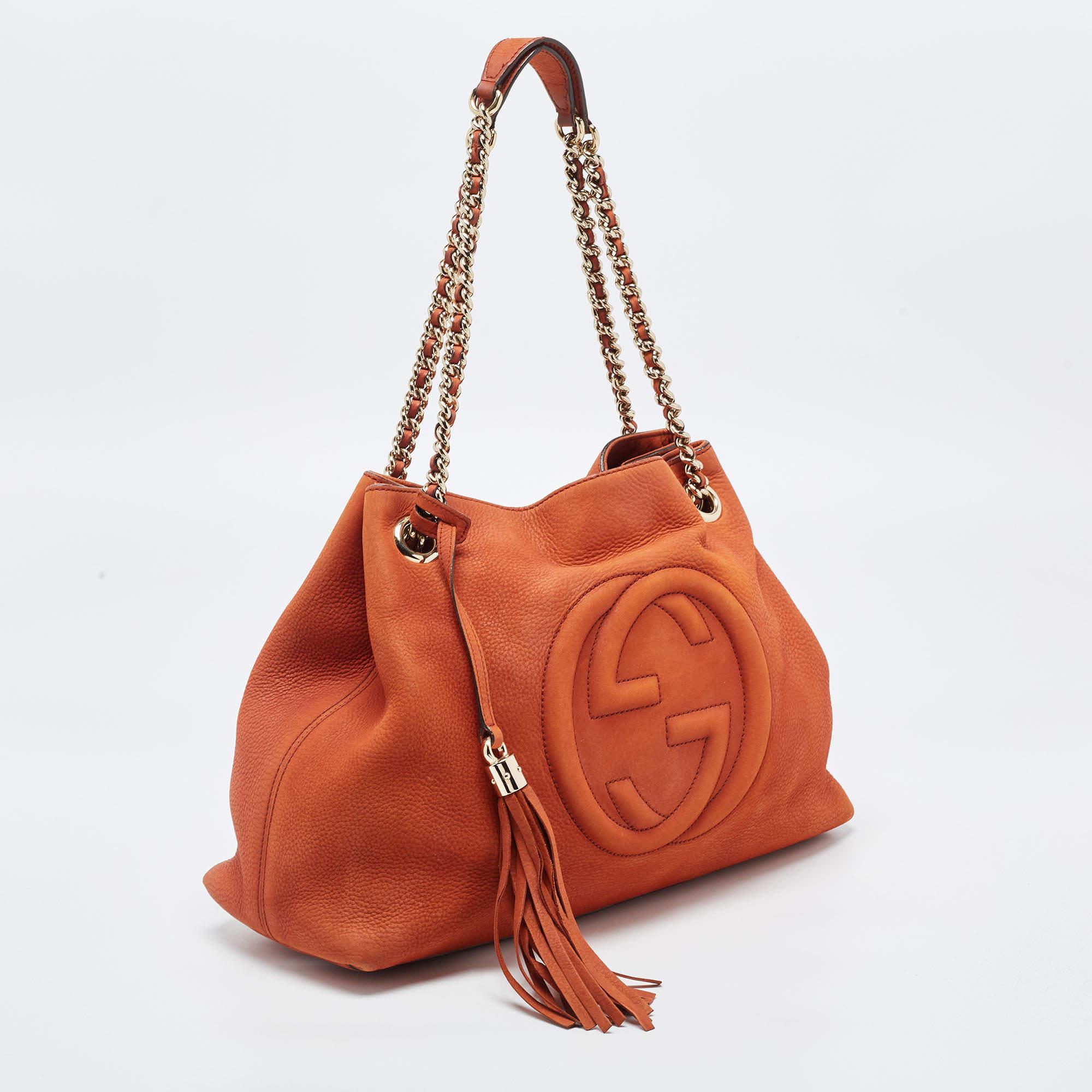 Gucci Rust Brown Nubuck Leather Medium Soho Chain Shoulder Bag 1