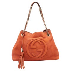 Gucci Rust Brown Nubuck Leather Medium Soho Chain Shoulder Bag