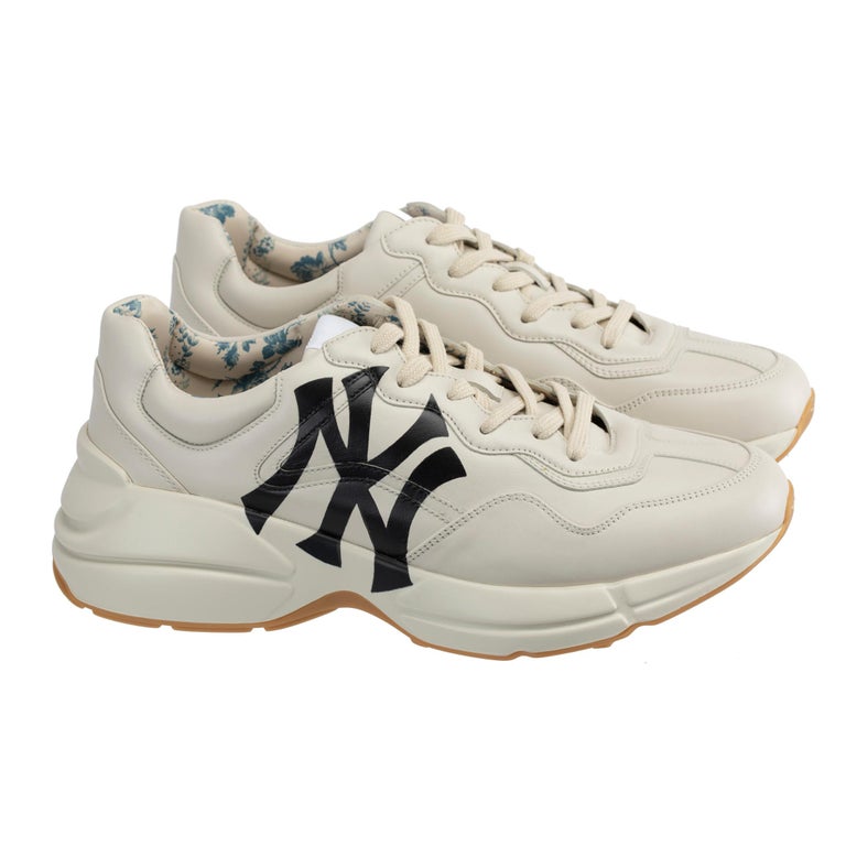 Gucci Rython Sneakers Off-White NY Yankees Logo 7.5 US at 1stDibs