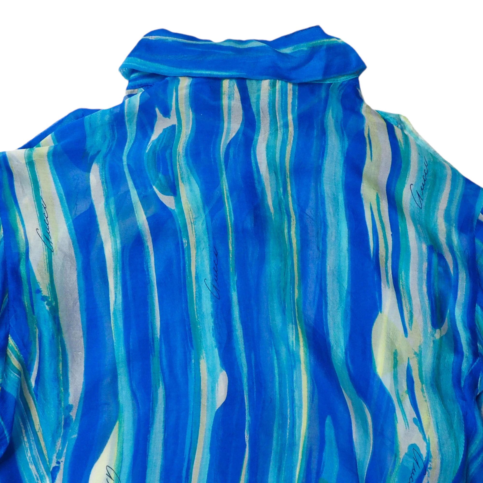 GUCCI S/S 1996 by Tom Ford Abstract Colour Printed Silk Sheer Shirt 9