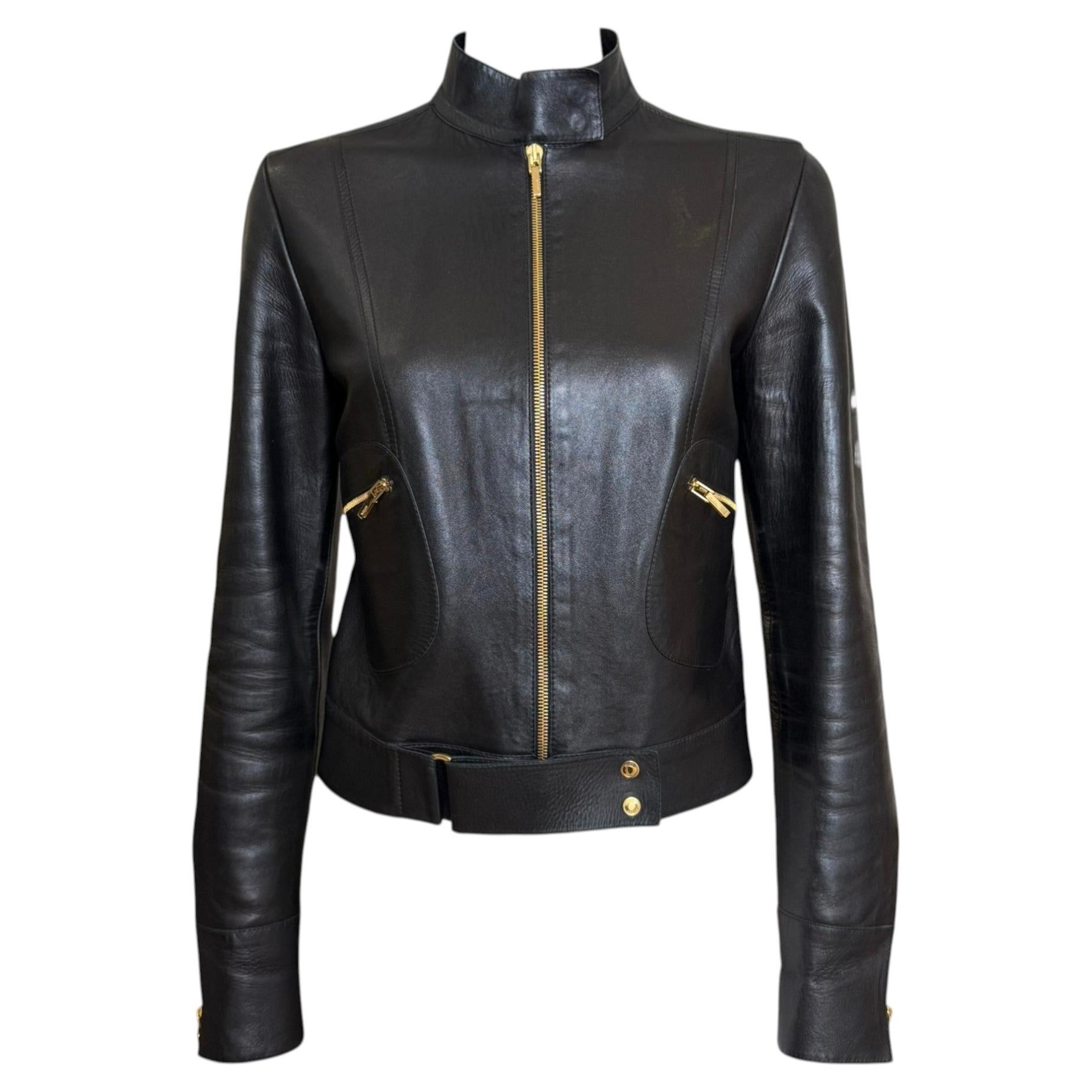 Gucci S/S 1999 Black Leather Moto Jacket