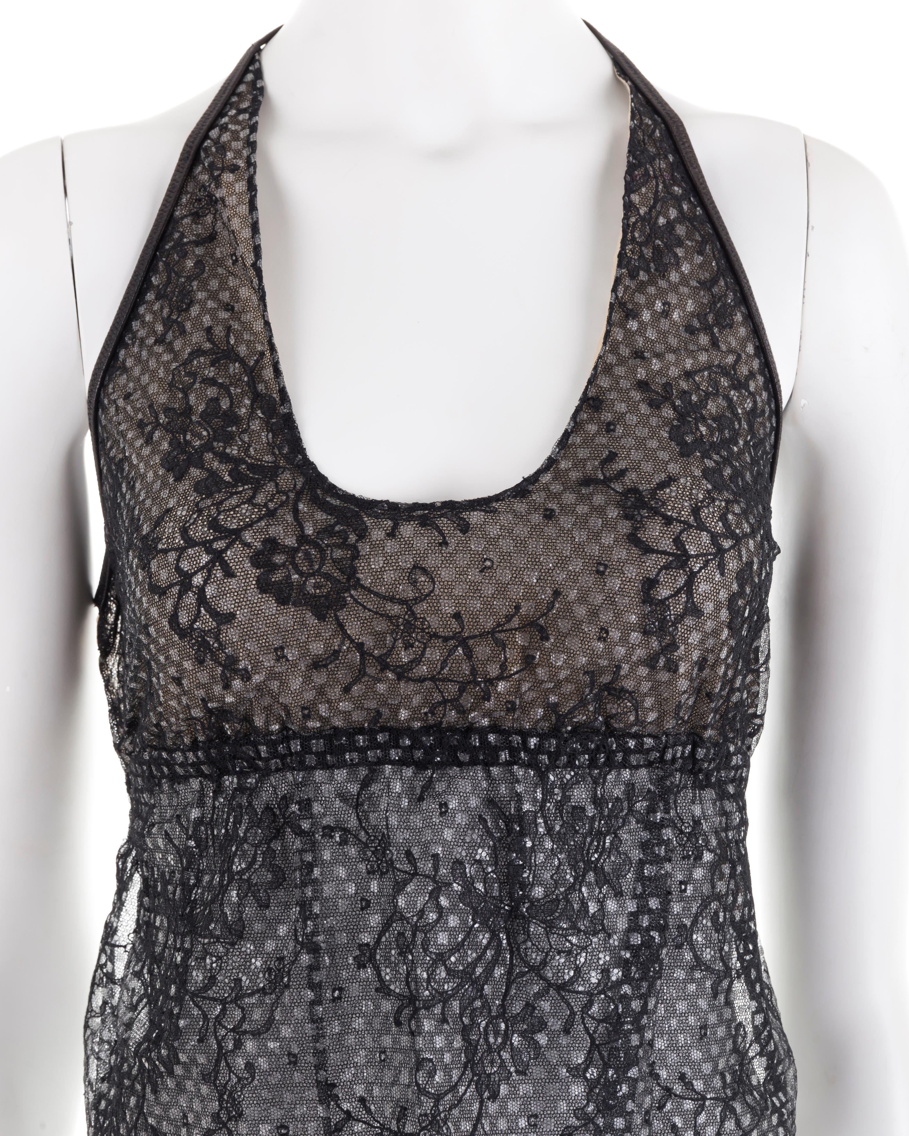 Gucci P/E 1999: top con paillettes in pizzo nero senza spalline in vendita 1