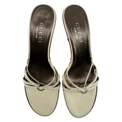 Gucci S/S 1999 Tom Ford Era Beige Leather Mule Sandals, 7B