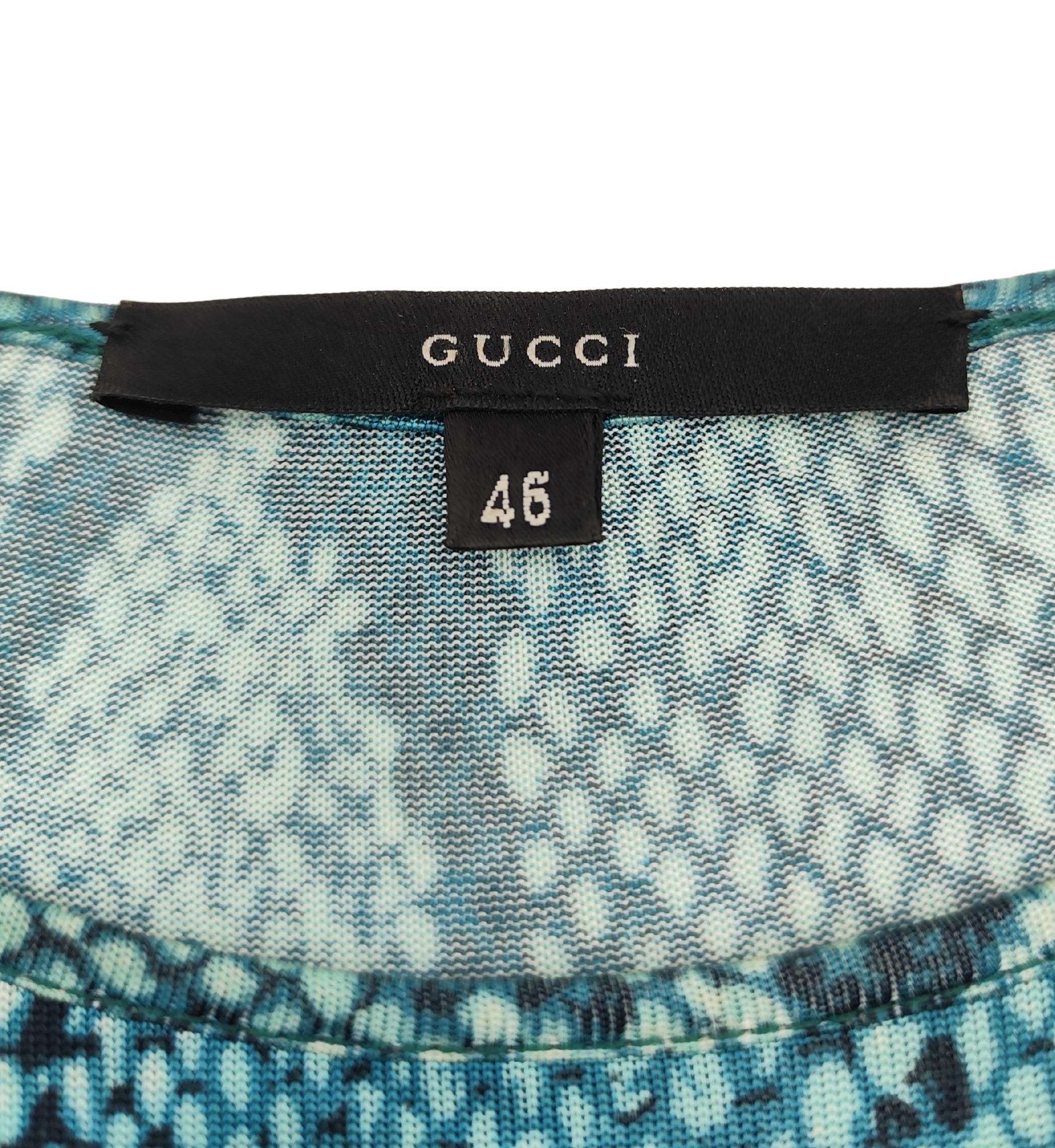 Gucci S/S 2000 blue snakeskin python print t-shirt For Sale 7