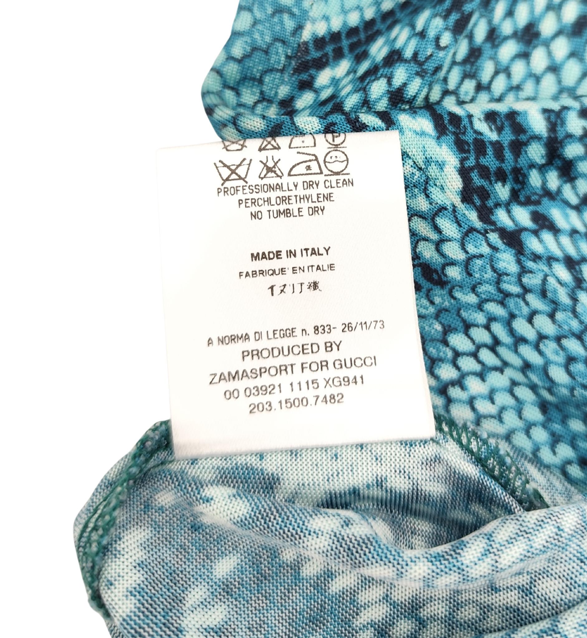 Gucci S/S 2000 blue snakeskin python print t-shirt For Sale 9